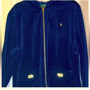Ralph Lauren Full Zip Velour Jacket With Hood, Size  3x.